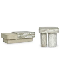 Bernhardt Arcadia 2-Piece Faux Stone Cocktail and Stone Side Table Set