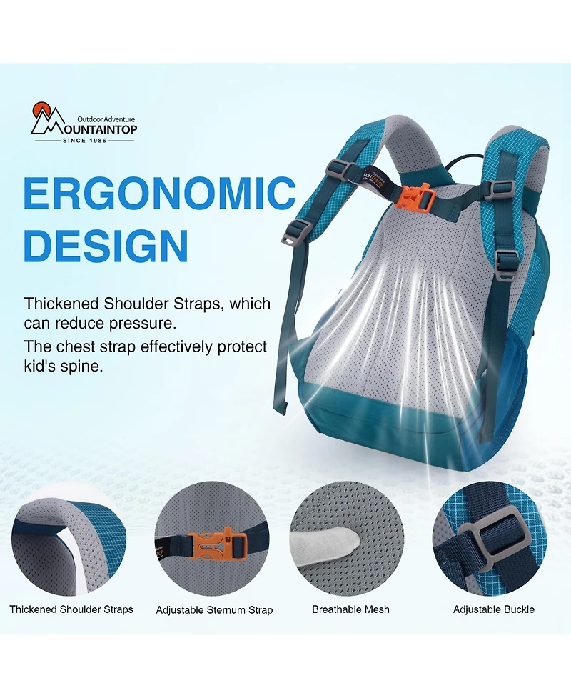 Mountaintop 12 Liter Kids Backpack for 4 to 6 Year Olds Toddler Hiking Kindergarten Preschool Daypack Boys Girls