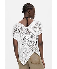 Desigual Women's Asymmetric crochet t-shirt