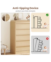 homfan Modern Arched 5-Drawer Dresser, 45" Tall Freestanding Storage Chest with Large Drawers, Mdf Construction, Bedroom and Living Room