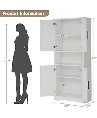 homfan 70" Tall Kitchen Pantry Cabinet with Doors and Adjustable Shelves Freestanding Storage Cupboard for Living Room Dining Room Bathroom