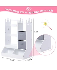 gaomon Kids Dress Up Armoire For Girls With Light, Mirror, Clothing Rack, Storage Bin And Open Hanging Wardrobe For Bedroom Or Playroom