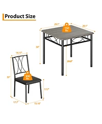 homfan 3-Piece Compact Dining Set, Pu Upholstered Chairs, Industrial Style Engineered Wood Table for Small Home Daily Use