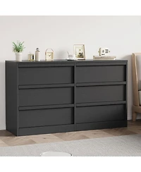 homfan 6 Drawer Dresser for Bedroom, Modern Wooden Chest, Spacious Organizer Living Room, Nursery, Entryway, Hallway, Closet, Bedroom