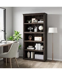 homfan 5-Tier Bookcase, 31.5" Tall Open Shelf with Mdf/Pb and Iron Frame, Farmhouse Storage for Living Room and Office