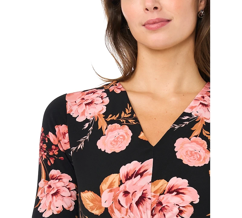 Msk Women's V Neck Twist Front Midi Dress