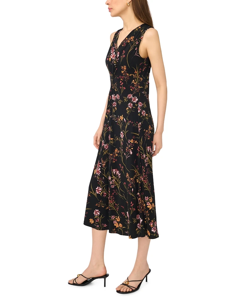 Msk Women's V Neck Twist Front Maxi Dress