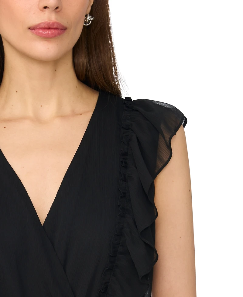 Msk Women's Surplice Flutter Sleeve Smocked Waist Jumpsuit