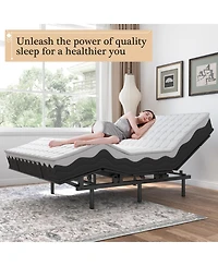 homfan Adjustable Bed Frame, Wireless Remote, Memory Function, Base Head and Foot Lift Incline, Quiet Motor for Reading Watching Tv Fatigue Backache