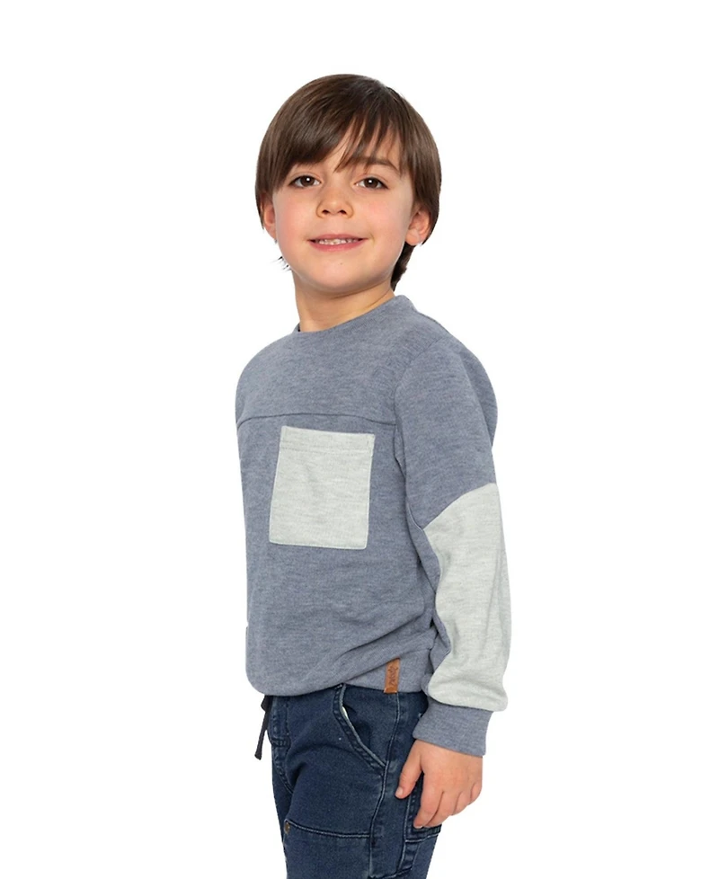 Deux par Little Boys 6-12 Color block Brushed Jersey Top with Chest Pocket