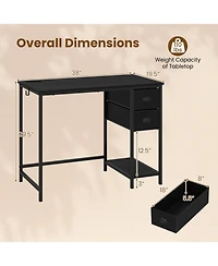 Slickblue Computer Desk with Charging Station and 2 Fabric Drawers