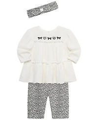 Little Me Baby Girls' Leopard Tunic Top, Leggings and Headband, 3-Piece Set