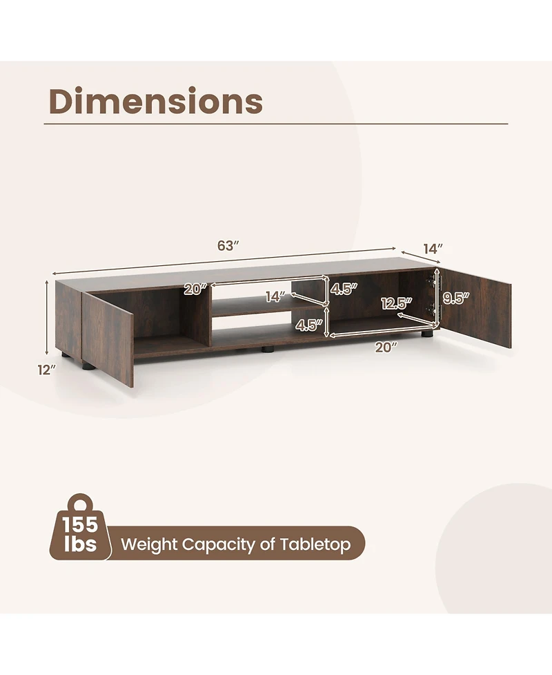 Slickblue Modern Tv Stand for TVs up to 70" with 2 Doors and Shelves