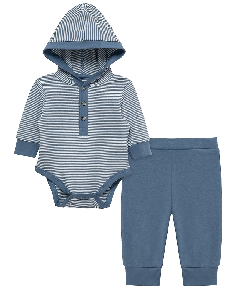 Little Me Baby Boys' Bear Long-Sleeve Hooded Bodysuit and Pants, 2-Piece Set