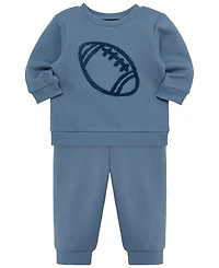 Little Me Baby Girls' Football Long-Sleeve Sweatshirt and Joggers, 2-Piece Set