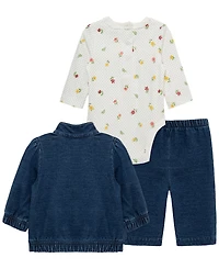 Little Me Baby Girls' Blossom Bodysuit, Jacket and Pants, 3-Piece Set