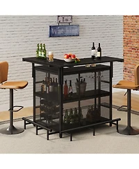 Slickblue Corner Mini Bar Table L-Shaped with Led Lighting and Smart App Control