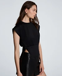 Kenneth Cole Women's Crewneck Side-Cutout Cropped Sweater