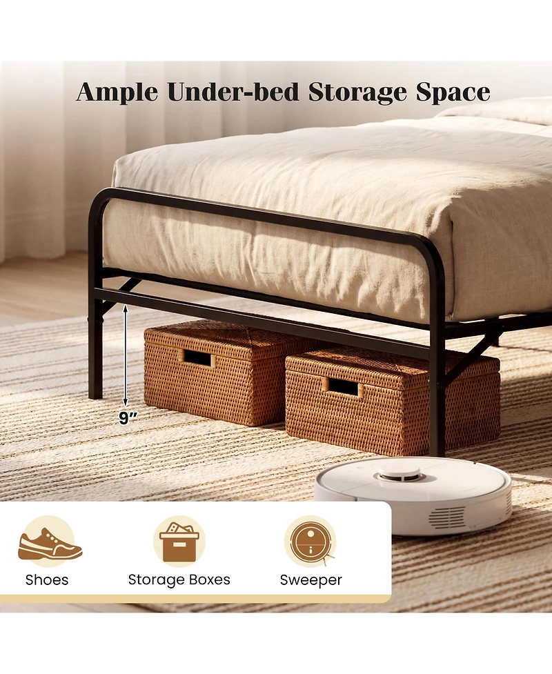 Gymax Twin Foldable Bed Frame With Headboard and Footboard Under-Bed Storage for Dorm