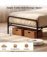 Gymax Twin Foldable Bed Frame With Headboard and Footboard Under-Bed Storage for Dorm