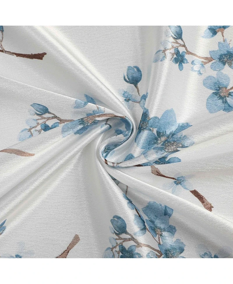 Kate Aurora 3 Piece Printed Cherry Blossom Beaded Rod Pocket Window Valances