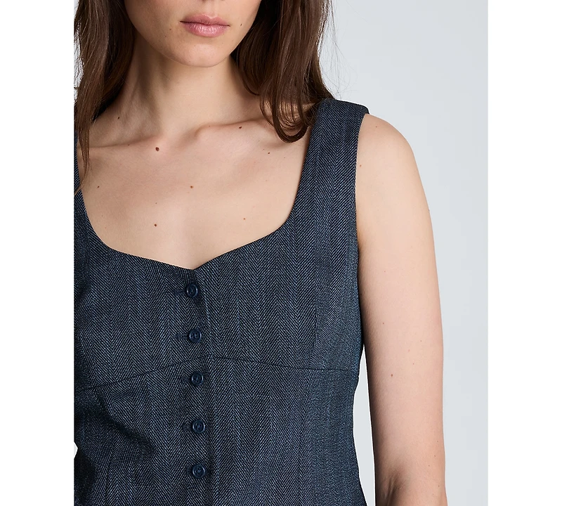 Kenneth Cole Women's Sleeveless Button-Front Bustier Vest