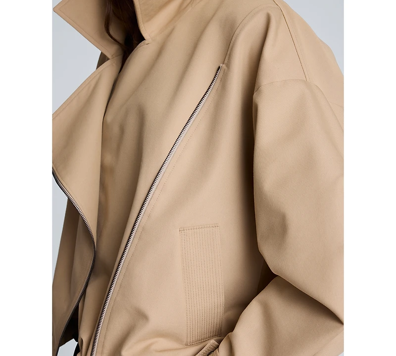 Kenneth Cole Women's Cropped Funnel-Neck Windbreaker Jacket