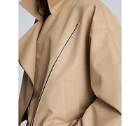 Kenneth Cole Women's Cropped Funnel-Neck Windbreaker Jacket