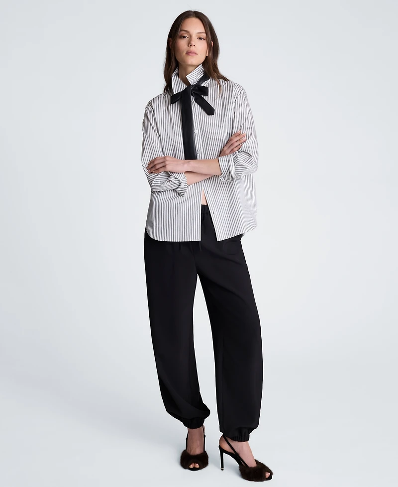 Kenneth Cole Women's Tie & Boyfriend Button-Down Shirt