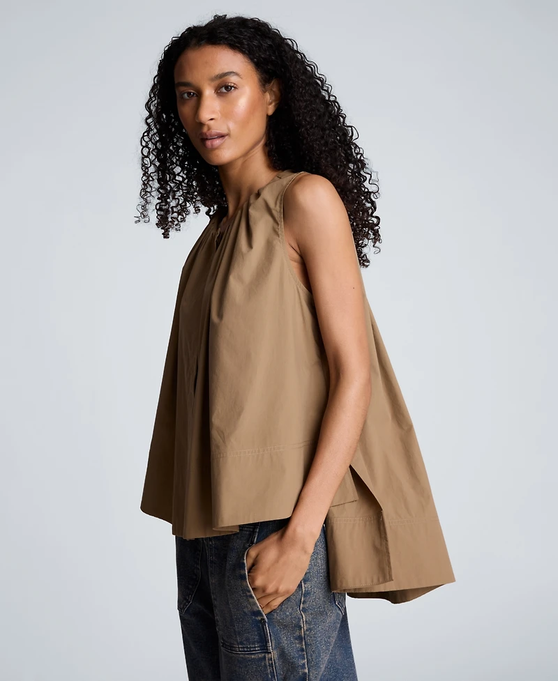 Kenneth Cole Women's High-Low Tent Poplin Top