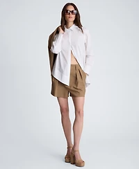 Kenneth Cole Women's Asymmetric-Hem Poplin Shirt