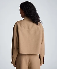 Kenneth Cole Women's Oversized Collared Long-Sleeve Crop Shirt