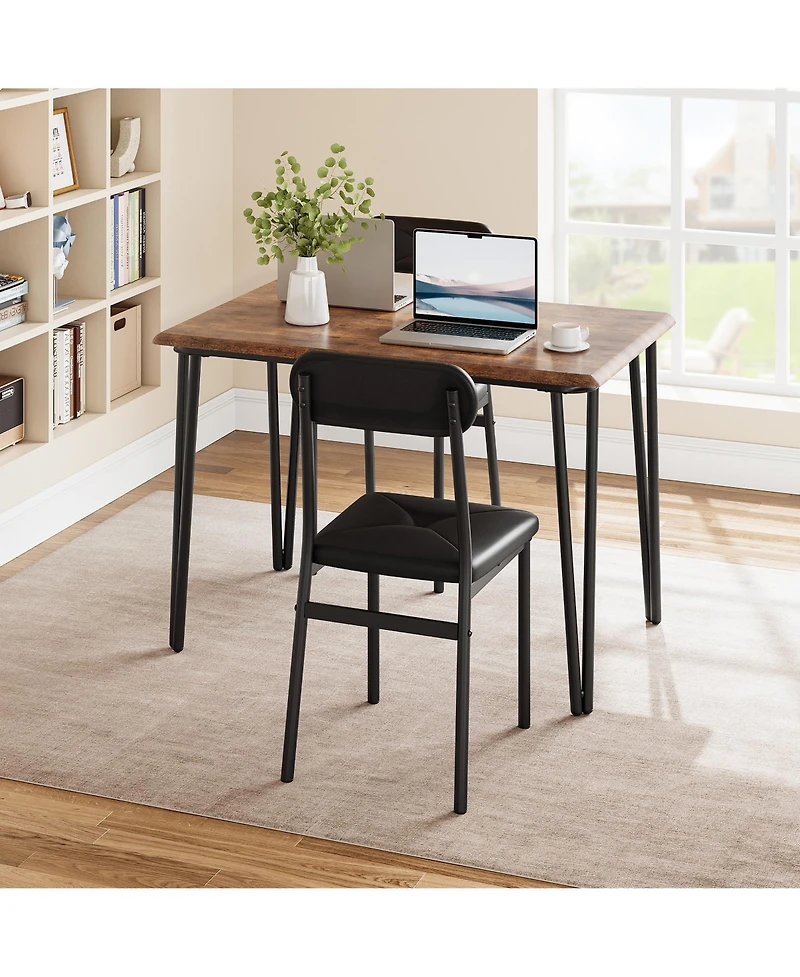 homfan 5-Piece Modern Dining Set, Pu Upholstered Chairs, Multi-purpose Space Saving Engineered Wood Home Furniture
