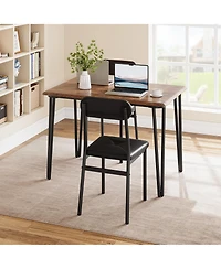 homfan 5-Piece Modern Dining Set, Pu Upholstered Chairs, Multi-purpose Space Saving Engineered Wood Home Furniture