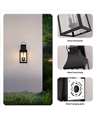 Midola 20" Outdoor Wall Light, Porch Light Outdoor Wall Sconce Lantern, 2-Light Modern Exterior Lighting Fixture Wall Mount for House Garage