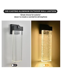 Midola 18" H 1-Pack 12W Modern Outdoor Wall Light Fixture, Weatherproof Led Wall Sconce with Bubble Crystal, Up and Down Lighting for Porch