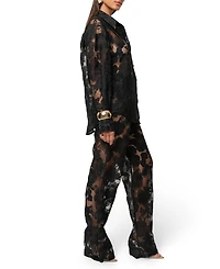 Jluxlabel Women's Organza Floral Blouse