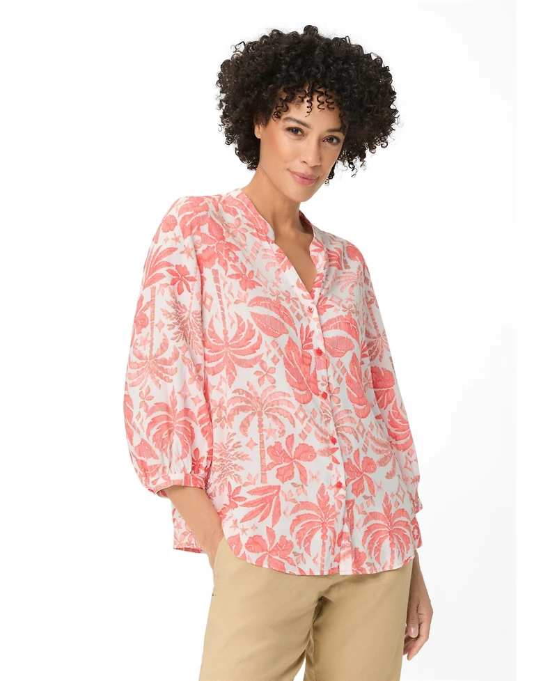 Olsen Women's Ornamental Botanic Print Tunic Shirt