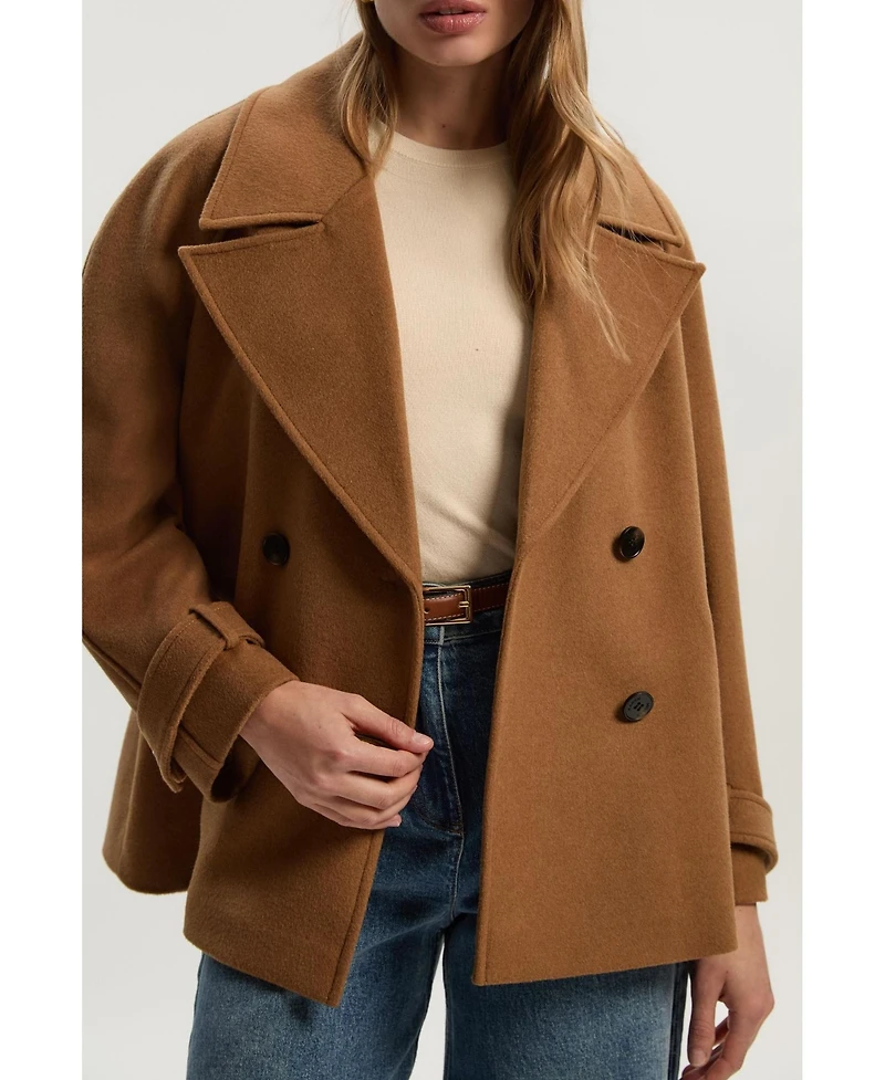 Karen Millen Women's Brushed Wool Double Breasted Short Coat