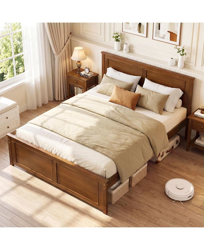 Slickblue Modern Full Size Wooden Bed Frame with Headboard