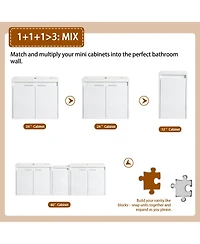 Sillysis 59 Inch Wall Mounted Double Bathroom Vanity with Resin Sinks, Soft Close Doors, Water-Resistant Cabinet, Side Storage