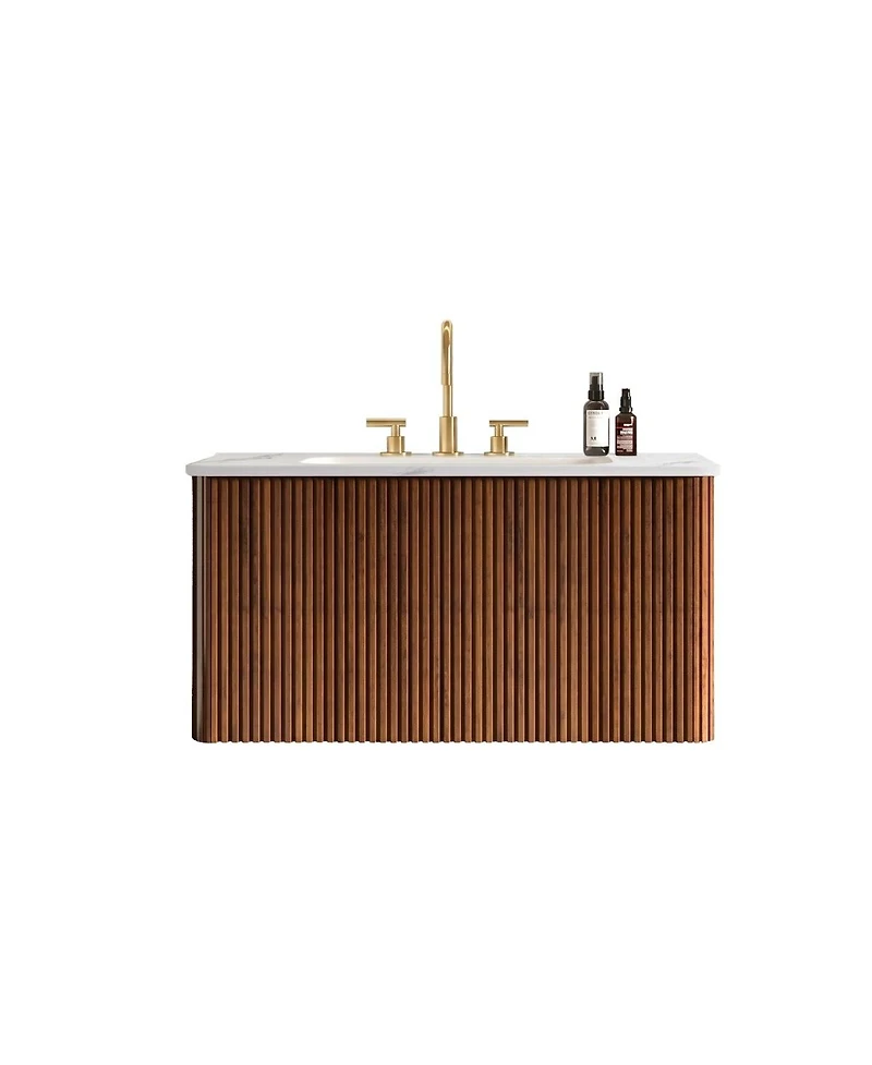 Sillysis 30" Modern Wall Mounted Bathroom Vanity with Carrara Integrated Ceramic Sink