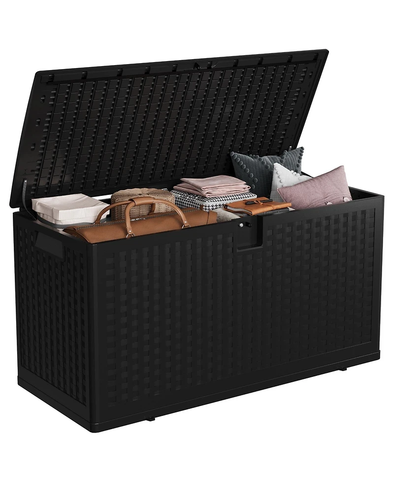 homfan 73 Gallon Waterproof Outdoor Resin Deck Box - Lockable Storage Container with Handles for Patio Cushions, Garden Tools