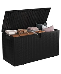 homfan 73 Gallon Waterproof Outdoor Resin Deck Box - Lockable Storage Container with Handles for Patio Cushions, Garden Tools