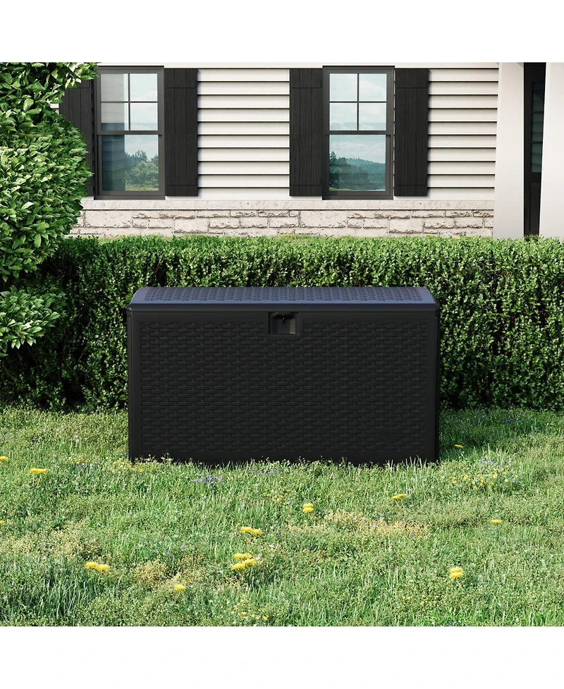 homfan 120 Gallon Outdoor Deck Large Storage Box – Weatherproof Hdpe Resin Patio Chest with Lockable Hydraulic Lid Uv Resistant