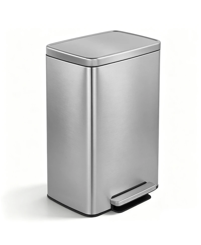 Mega Casa 13 Gal./50 Liter Rectangular Stainless-Steel-Made Matt White Step-on Trash Can for Kitchen
