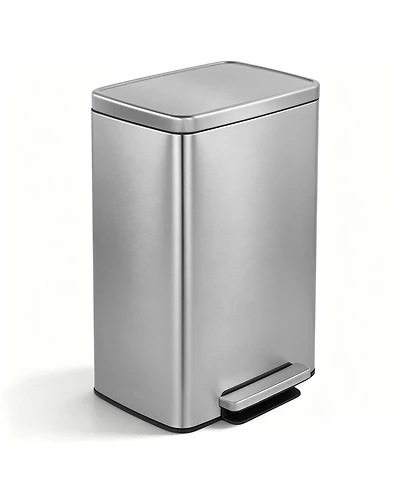 Mega Casa 13 Gal./50 Liter Rectangular Stainless-Steel-Made Matt White Step-on Trash Can for Kitchen