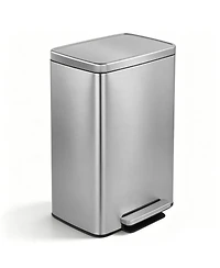 Mega Casa 13 Gal./50 Liter Rectangular Stainless-Steel-Made Matt White Step-on Trash Can for Kitchen