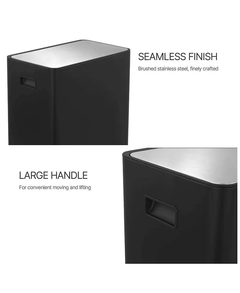 15.6 Gallon Rectangular Stainless Steel Step on With Two 30 Liter Compartments Trash Can