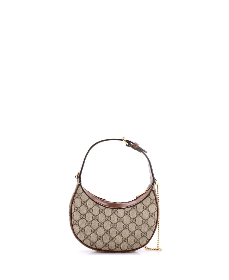 Pre-Owned Gucci Mini Interlocking G Patch Half Moon Hobo Gg Coated Canvas
